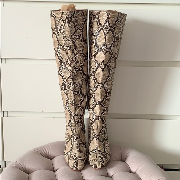 snakeskin knee high boots zara